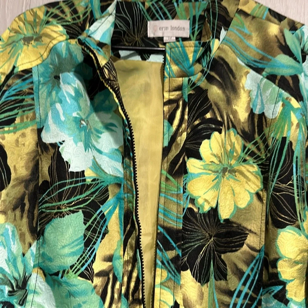 Erin London Floral Women's Jacket - Green and Yellow - Picture 5 of 8